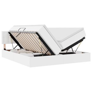 vidaXL &Aacute;gy t&aacute;rol&oacute;val &eacute;s LED l&aacute;mp&aacute;val Tiszta Feh&eacute;r 180 x 200 cm Műbőr