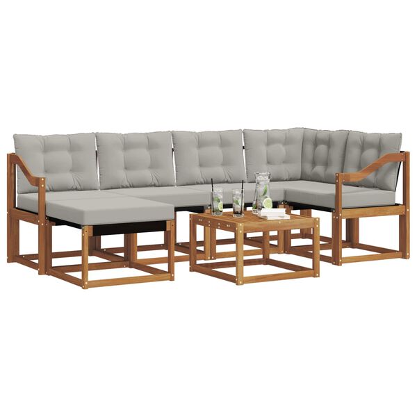 vidaXL K&uuml;lt&eacute;ri kanap&eacute; szett 7 pcs Term&eacute;szetes &eacute;s Vil&aacute;gossz&uuml;rke