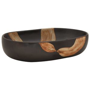 vidaXL fekete ker&aacute;mia ov&aacute;lis asztali mosd&oacute; 59x40x14 cm