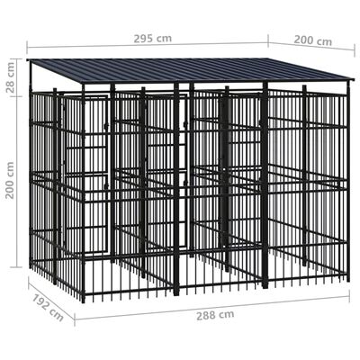 vidaXL acél kültéri kutyakennel tetővel 5,53 m²