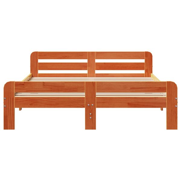 vidaXL viaszbarna t&ouml;m&ouml;r fenyőfa &aacute;gy matrac n&eacute;lk&uuml;l 150 x 200 cm