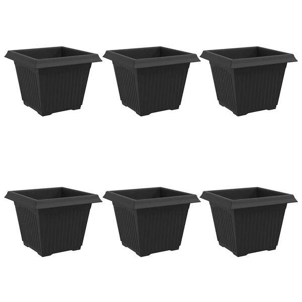vidaXL N&eacute;gyzet Vir&aacute;gcser&eacute;p 6 pcs Fekete 28,5 x 28,5 x 22 cm Műanyag