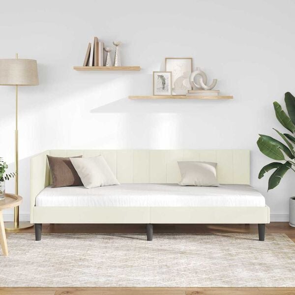 vidaXL Sarokágy keret fejtámlával Krém 80 x 200 cm Bársony