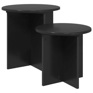 vidaXL Kisasztal k&eacute;szlet 2 db Fekete T&ouml;lgy &Oslash; 45 x 45 cm M&eacute;rn&ouml;ki fa