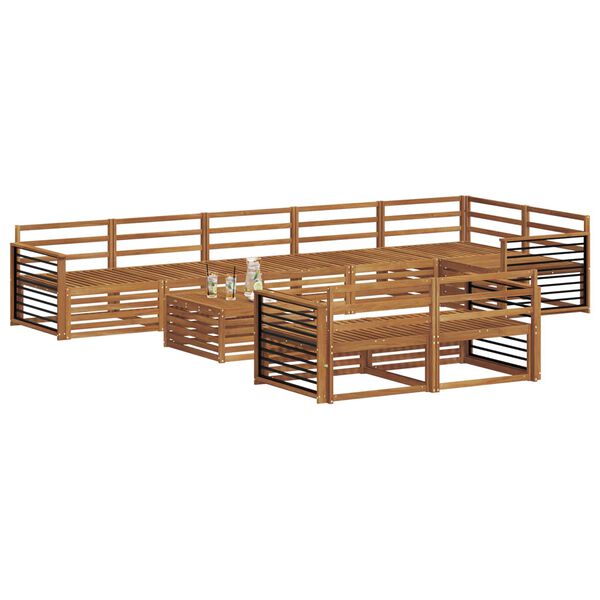 vidaXL K&uuml;lt&eacute;ri kanap&eacute; szett 9 pcs Term&eacute;szetes