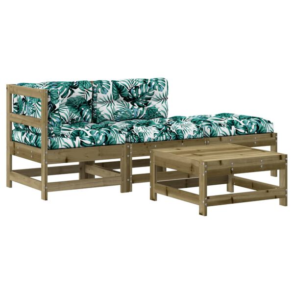 vidaXL 4 r&eacute;szes impregn&aacute;lt fenyőfa kerti &uuml;lőgarnit&uacute;ra p&aacute;rn&aacute;val