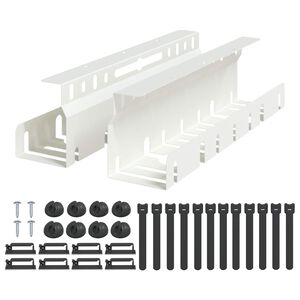 vidaXL Asztal alatti k&aacute;bel kezelő t&aacute;lca 2 db Feh&eacute;r 43 x 9 x 11 cm Ac&eacute;l