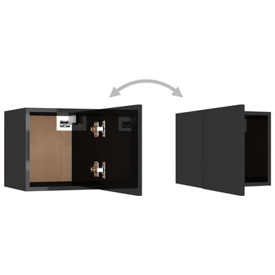 vidaXL 2 db magasfényű fekete fali TV-szekrény 30,5 x 30 x 30 cm