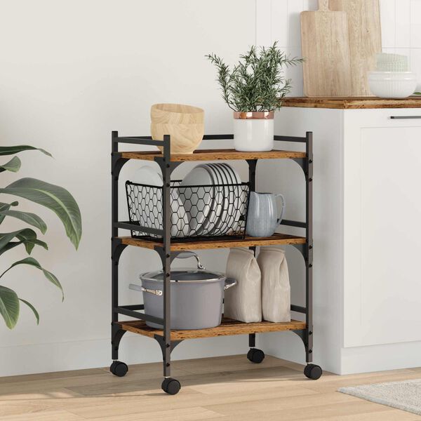 vidaXL Konyhai kocsi &Ouml;reg fa 50 x 35 x 75.5 cm Faanyag