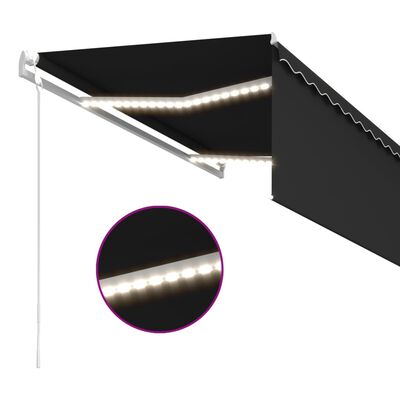 vidaXL szürke szélérzékelős, LED-es napellenző redőnnyel 3x2,5 m