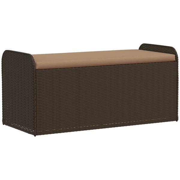 vidaXL barna polyrattan t&aacute;rol&oacute;pad p&aacute;rn&aacute;val 115 x 51 x 52 cm