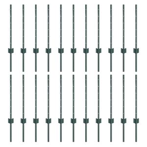 vidaXL Be&aacute;gyazott ker&iacute;t&eacute;soszlop 22 db Z&ouml;ld 100 cm Porsz&oacute;rt ac&eacute;l