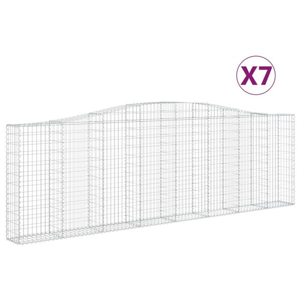vidaXL 7 db &iacute;ves horganyzott vas gabion kos&aacute;r 400x30x120/140 cm