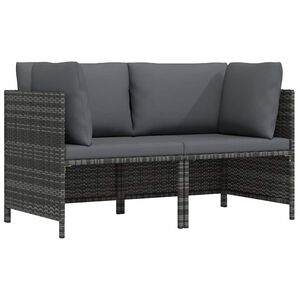 vidaXL sz&uuml;rke k&eacute;tszem&eacute;lyes polyrattan kerti kanap&eacute; p&aacute;rn&aacute;kkal