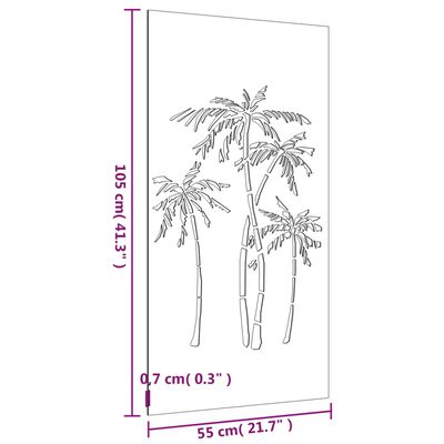 vidaXL pálmafa mintás corten acél kerti faldísz 105 x 55 cm