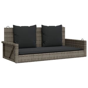vidaXL szürke polyrattan hintapad párnákkal 119x56x48 cm