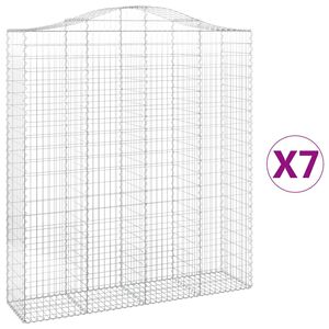 vidaXL 7 db &iacute;ves horganyzott vas gabion kos&aacute;r 200x50x220/240 cm