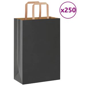 vidaXL 250 db fekete pap&iacute;rzacsk&oacute;k foganty&uacute;kkal 21x11x31 cm