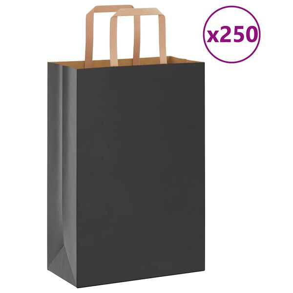 vidaXL 250 db fekete pap&iacute;rzacsk&oacute;k foganty&uacute;kkal 21x11x31 cm