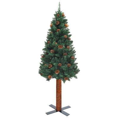 vidaXL zöld PVC megvilágított vékony műkarácsonyfa gömb szettel 150 cm