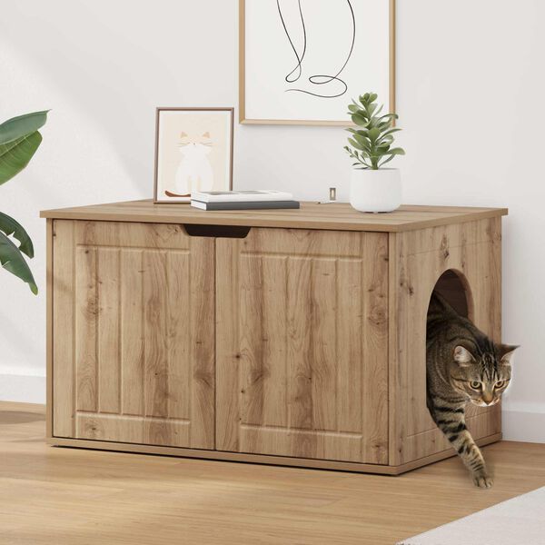 vidaXL Macska H&aacute;z Műv&eacute;szi t&ouml;lgy 85 x 55 x 50,5 cm Faanyag