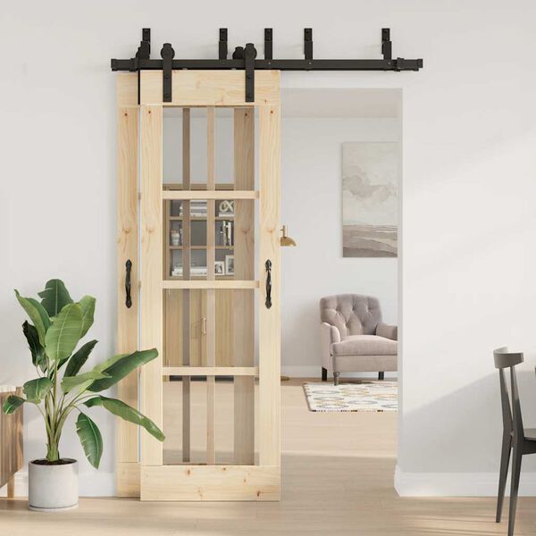 vidaXL fekete acél tolóajtó fémszerelék készlet 152,5 cm