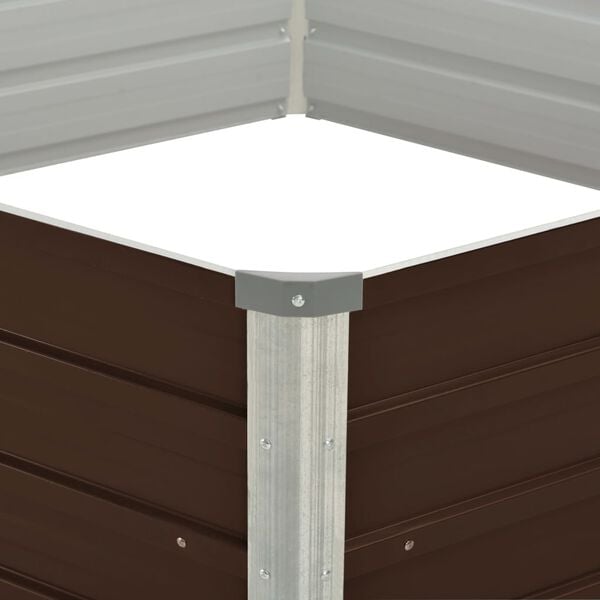 vidaXL barna kerti magas&aacute;gy&aacute;s horganyzott ac&eacute;lb&oacute;l 129 x 129 x 45 cm