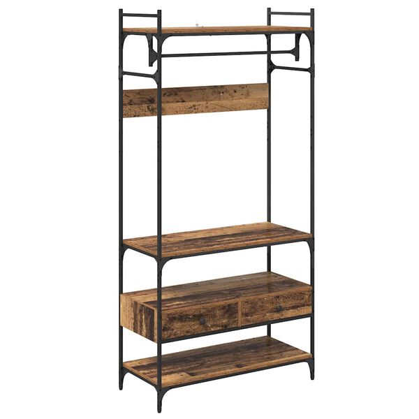 vidaXL Ruh&aacute;sszekr&eacute;ny fi&oacute;kkal R&eacute;gi fa 89 x 39 x 184.5 cm Faanyag