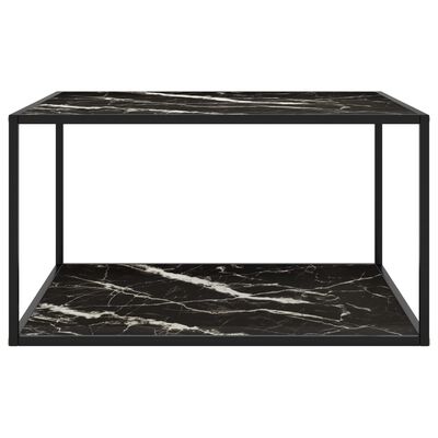 vidaXL fekete dohányzóasztal fekete márvány mintás üveggel 90x90x50 cm