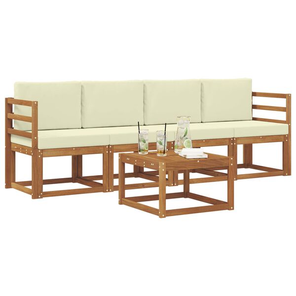 vidaXL K&uuml;lt&eacute;ri kanap&eacute; szett p&aacute;rn&aacute;val 5 pcs Term&eacute;szetes &eacute;s kr&eacute;msz&iacute;nű