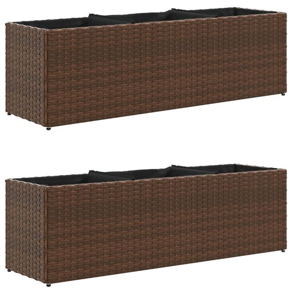 vidaXL 2 db barna polyrattan kerti &uuml;ltetől&aacute;da 3 cser&eacute;ppel 105x30x32cm