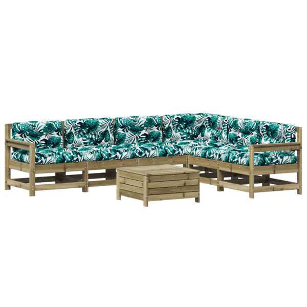 vidaXL 7 r&eacute;szes impregn&aacute;lt fenyőfa kerti &uuml;lőgarnit&uacute;ra p&aacute;rn&aacute;val