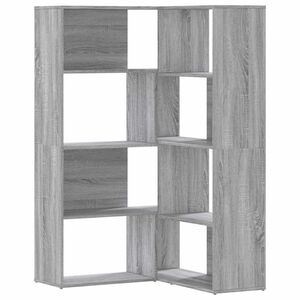 vidaXL 4 szintes sz&uuml;rke szerelt fa sarokk&ouml;nyvespolc 85x85x140 cm