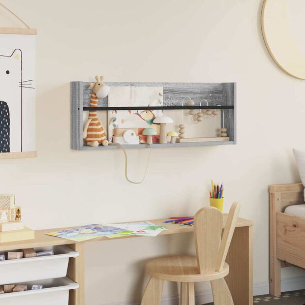 vidaXL Magazin &aacute;llv&aacute;ny polcokkal Sz&uuml;rke Sonoma 80 x 12 x 30 cm Faanyag