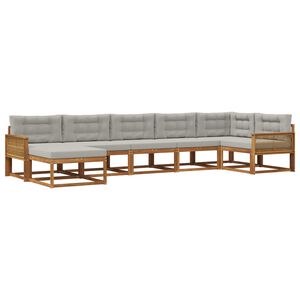 vidaXL K&uuml;lt&eacute;ri kanap&eacute; szett 7 pcs Term&eacute;szetes &eacute;s Vil&aacute;gossz&uuml;rke