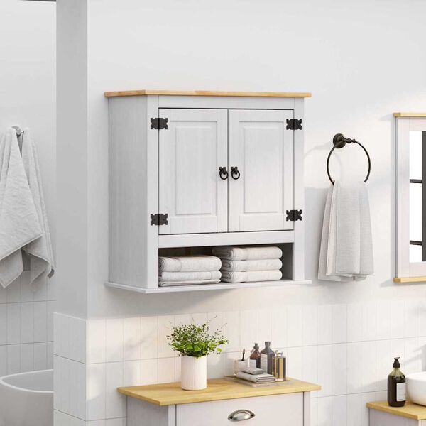 vidaXL F&uuml;ggő szekr&eacute;ny Corona Feh&eacute;r 70 x 33 x 71,5 cm T&ouml;m&ouml;r fenyőfa