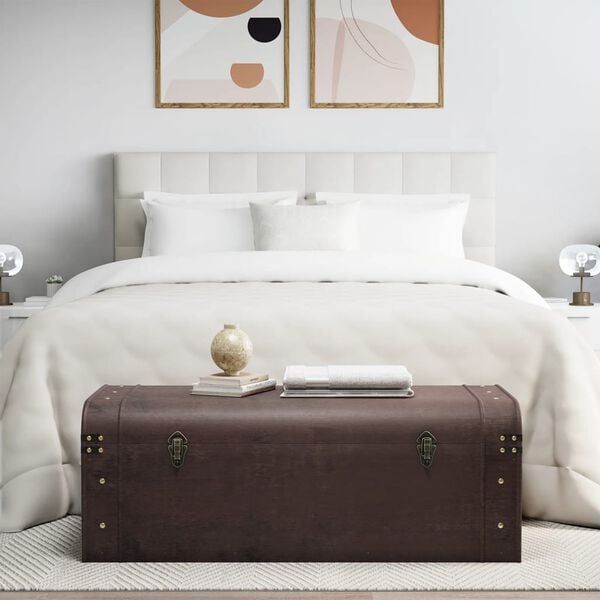 vidaXL s&ouml;t&eacute;tbarna furn&eacute;rlemez kincsesl&aacute;da z&aacute;rakkal 110 x 50 x 39,5 cm