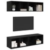 vidaXL TV szekr&eacute;ny garnit&uacute;ra 4 pcs Fekete t&ouml;lgy 37 x 37 x 72 cm