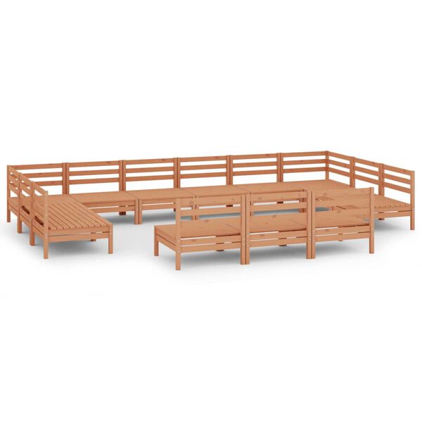 vidaXL 13 r&eacute;szes m&eacute;zbarna t&ouml;m&ouml;r fenyőfa kerti &uuml;lőgarnit&uacute;ra