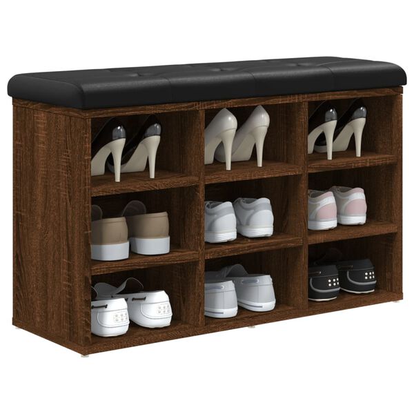 vidaXL barna tölgy színű szerelt fa cipőtároló pad 82 x 32 x 50 cm