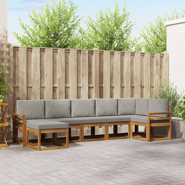 vidaXL K&uuml;lt&eacute;ri kanap&eacute; szett 7 pcs Term&eacute;szetes &eacute;s Vil&aacute;gossz&uuml;rke