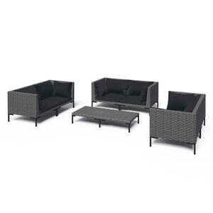 vidaXL 7 r&eacute;szes s&ouml;t&eacute;tsz&uuml;rke polyrattan kerti b&uacute;torszett p&aacute;rn&aacute;kkal