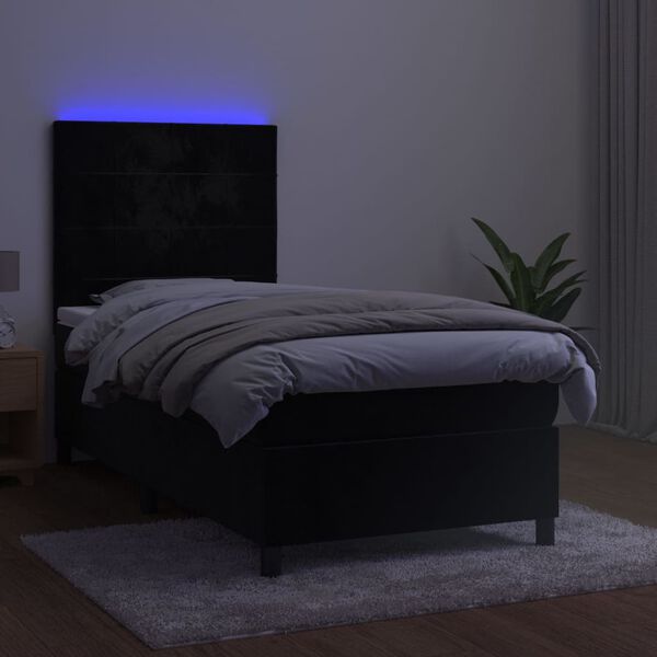 vidaXL fekete b&aacute;rsony rug&oacute;s &eacute;s LED-es &aacute;gy matraccal 80 x 200 cm
