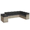 vidaXL 10 r&eacute;szes vil&aacute;gossz&uuml;rke polyrattan kerti &uuml;lőgarnit&uacute;ra p&aacute;rn&aacute;kkal