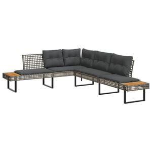 vidaXL sz&uuml;rke polyrattan &eacute;s ak&aacute;cfa L-alak&uacute; kerti kanap&eacute; p&aacute;rn&aacute;val