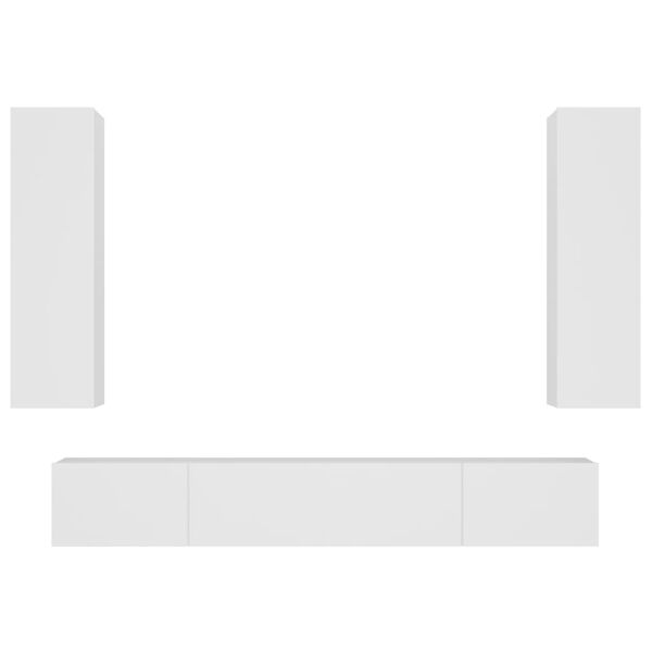 vidaXL 4 részes fehér szerelt fa TV-szekrényszett