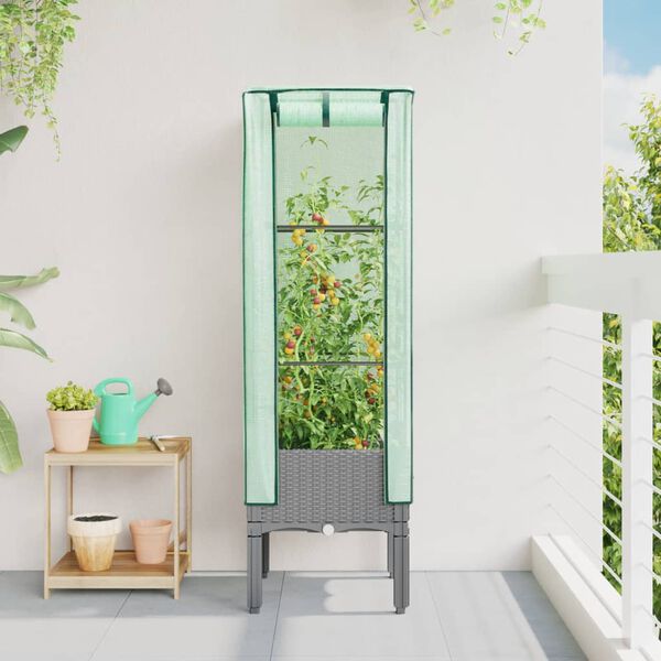 vidaXL rattan megjelen&eacute;sű magas&aacute;gy&aacute;s melegh&aacute;ztakar&oacute;val 40x40x140 cm