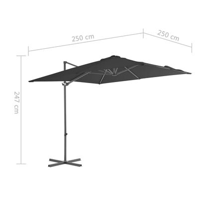 vidaXL antracitszürke konzolos napernyő acélrúddal 250 x 250 cm
