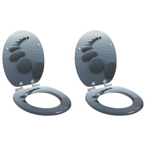 vidaXL 2 db kőmint&aacute;s MDF WC-&uuml;lőke lassan csuk&oacute;d&oacute; fed&eacute;llel