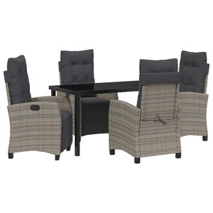 vidaXL Kert &eacute;tkező szett p&aacute;rn&aacute;val 5 pcs Sz&uuml;rke polirattan